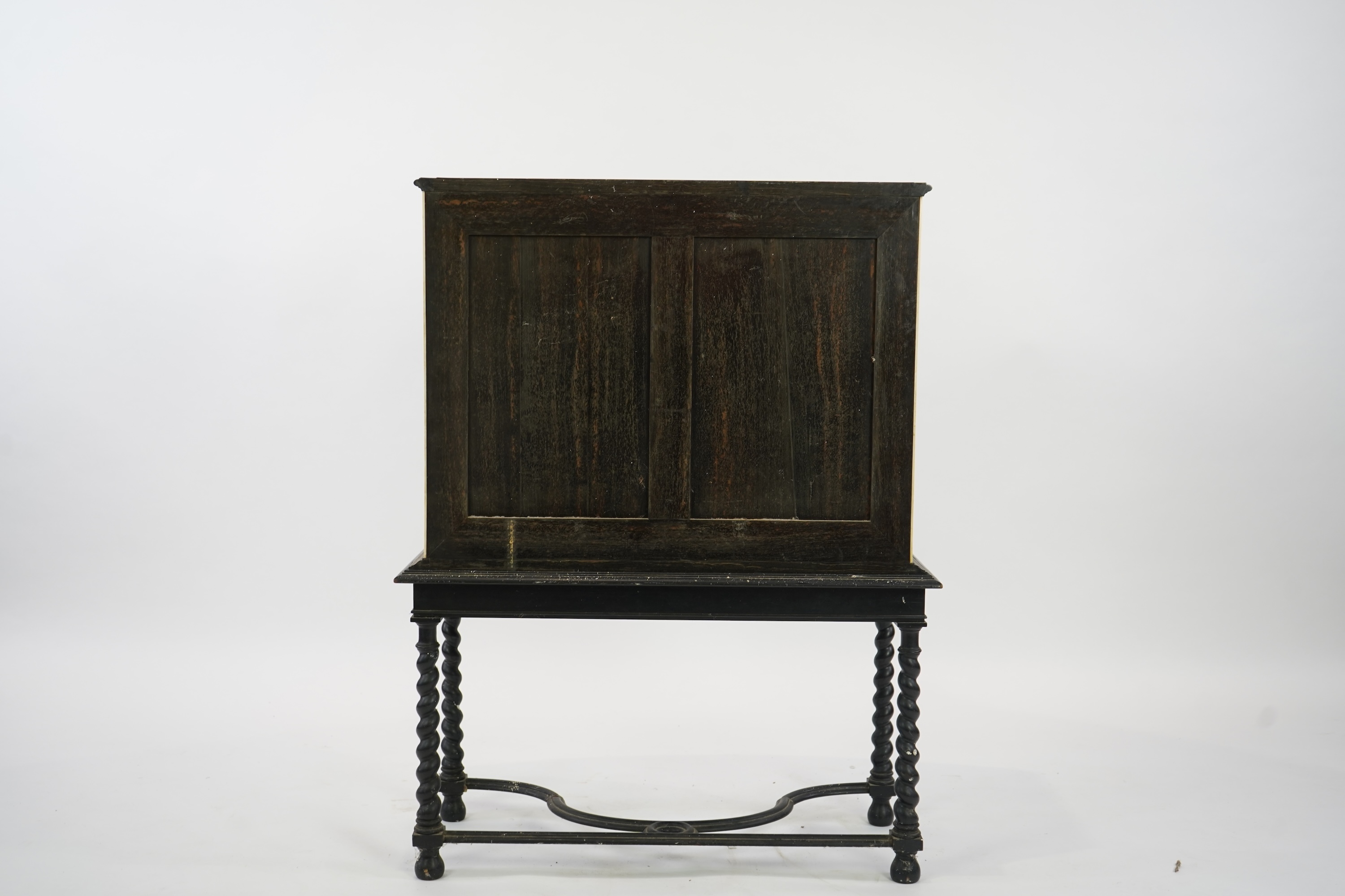 An early 20th century ivory mounted coromandel three drawer bowfront chest, stamped Callow of Mount Street, London